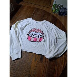 New Large The Nash Collection Harlow Crop Crew Long Sleeve Cotton Shirt Top